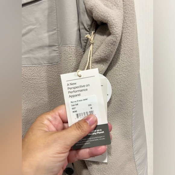 Vuori Men's Medium Morrow Sherpa Jacket Dark Salt White NWT Fleece Full Zip - Picture 5 of 8